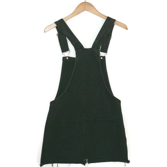 Superdown Revolve Black Denim Ripped Distressed Overall Mini Dress Zip Front S - Picture 10 of 15